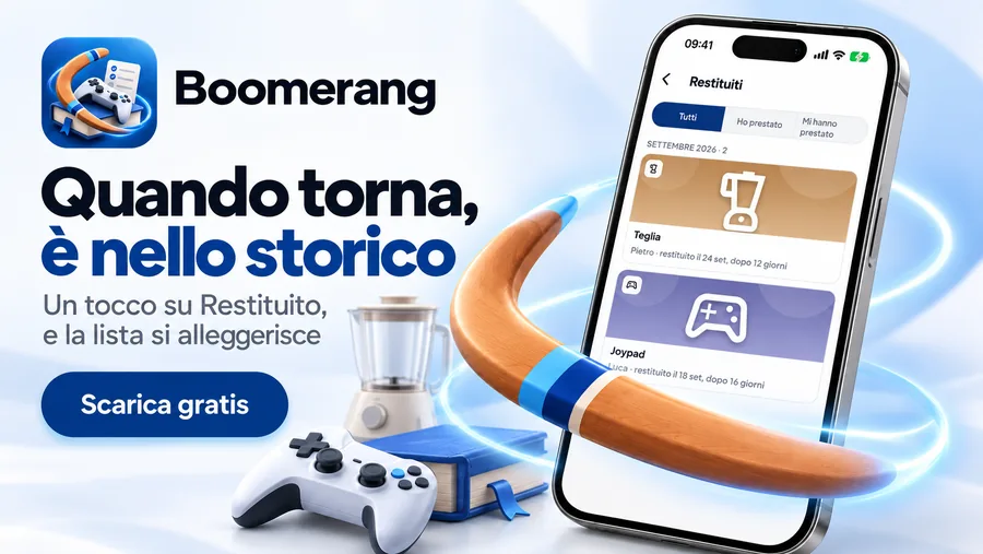Quando torna, è nello storico: un tocco su Restituito e la lista si alleggerisce.