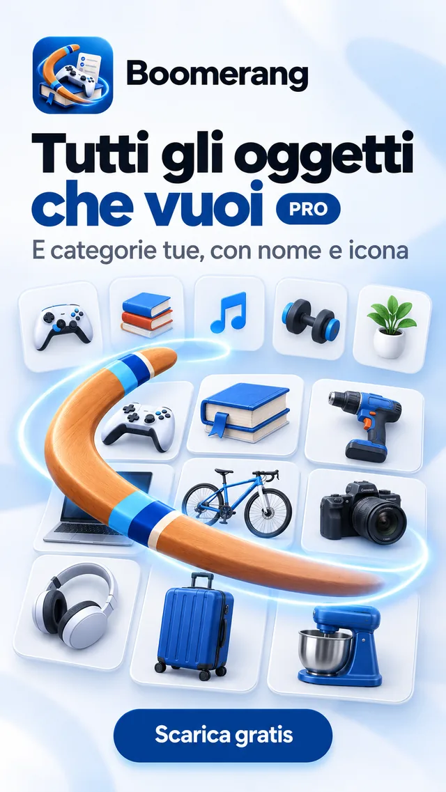 Tutti gli oggetti che vuoi, e categorie tue con nome e icona (Pro).