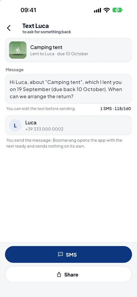 The message to ask for it back