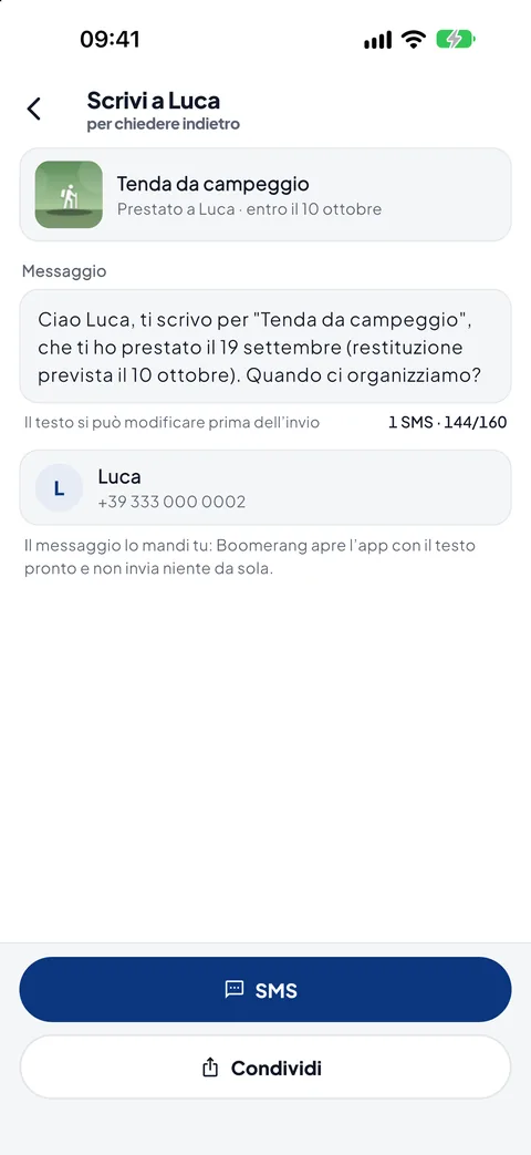 Il messaggio per chiederlo indietro