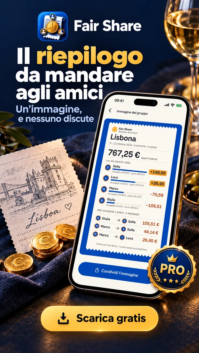 Il riepilogo da mandare agli amici, in un'immagine (Pro).