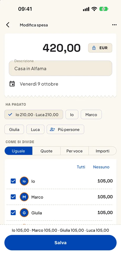 Pagato in due, diviso come vuoi