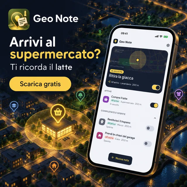 Arrivi al supermercato? Geo Note ti ricorda il latte.