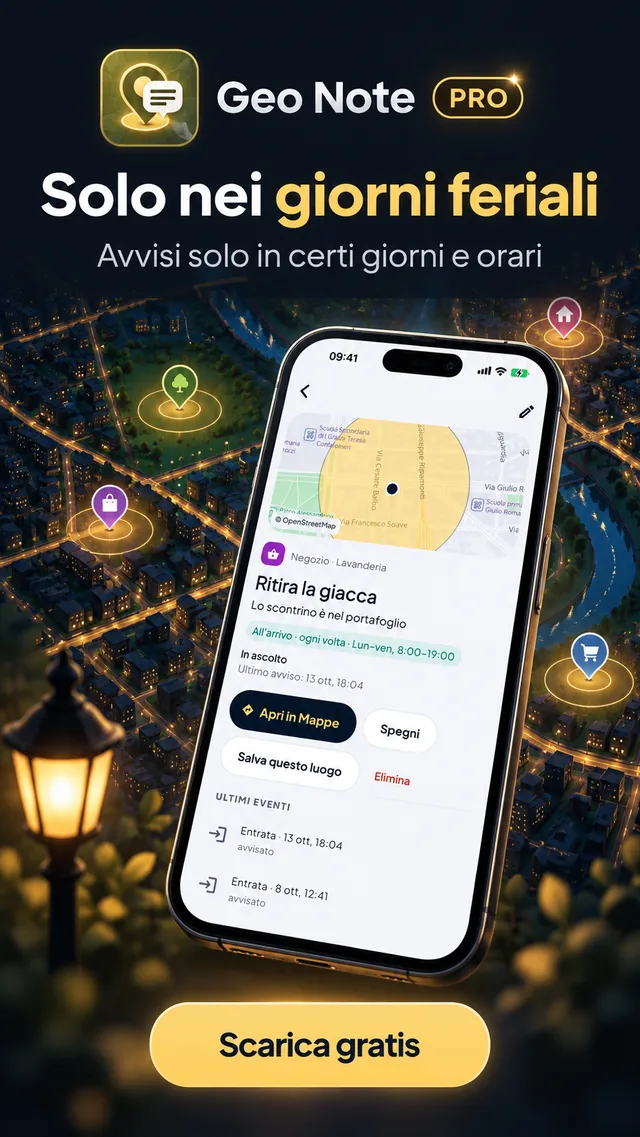Solo nei giorni feriali: avvisi solo in certi giorni e orari (Pro).
