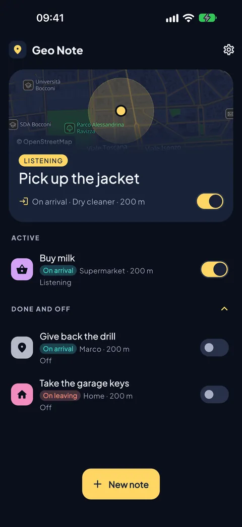 In the dark theme too, with a night map