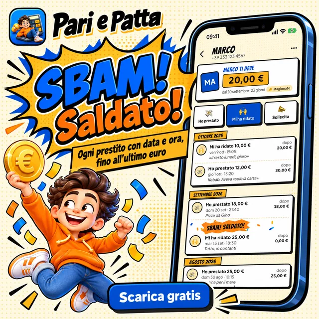 SBAM! Saldato! Ogni prestito con data e ora, fino all'ultimo euro.