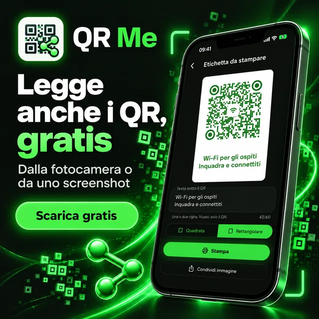 Legge anche i QR, gratis: dalla fotocamera o da uno screenshot.