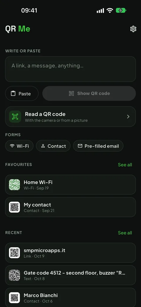 Type, paste, or share from another app