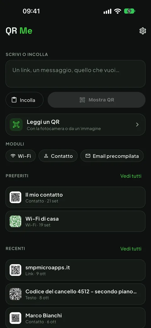 Scrivi, incolla, o condividi da un'altra app
