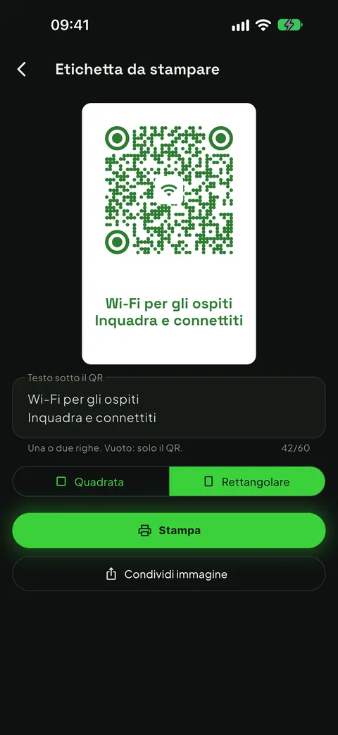 L'etichetta da stampare