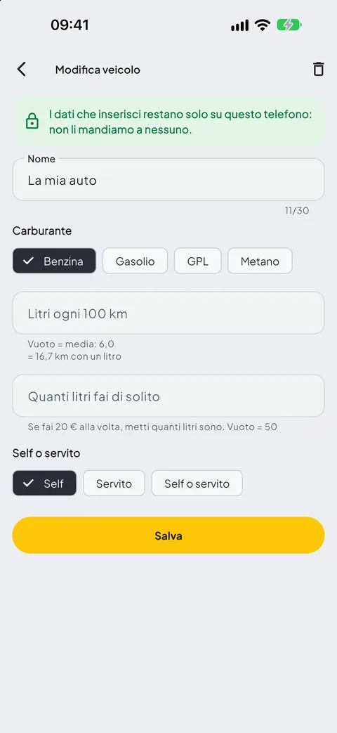 Consumo e litri del pieno, o le medie