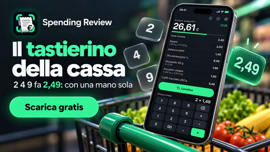 Il tastierino della cassa: 2 4 9 fa 2,49, senza virgola.