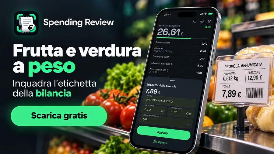 Frutta e verdura a peso: l'etichetta della bilancia, senza fare conti.