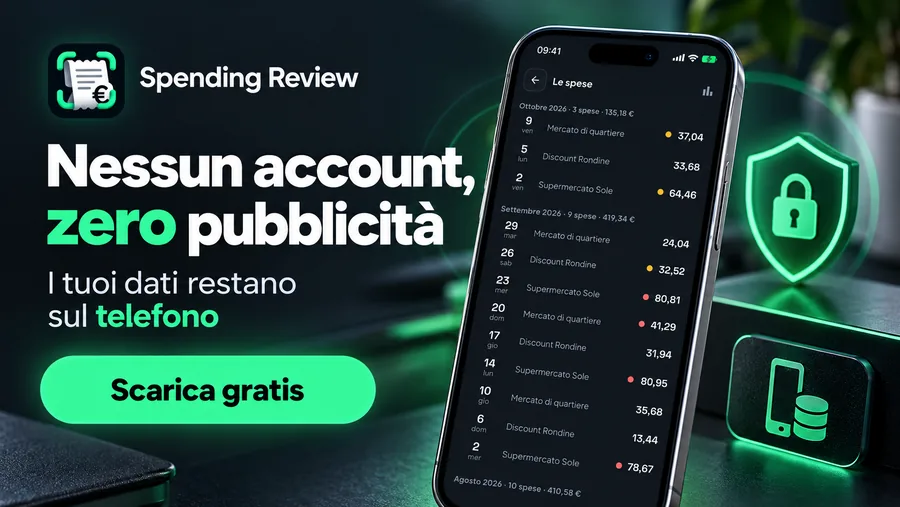 Nessun account, zero pubblicità: i tuoi dati restano sul telefono.