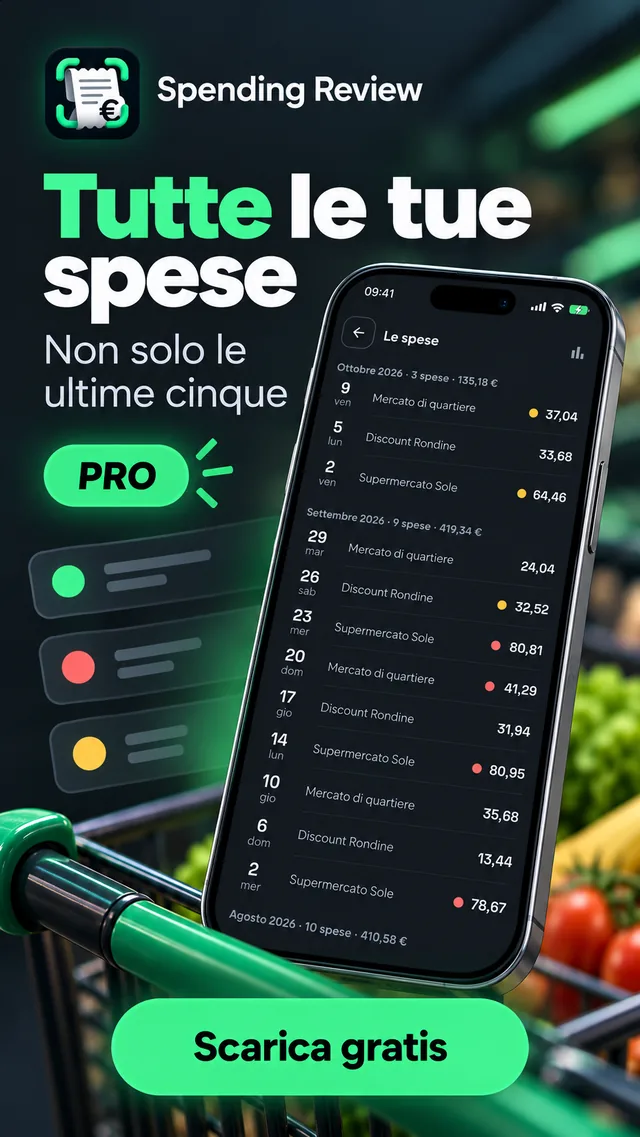 Tutte le tue spese, non solo le ultime 5 (Pro).