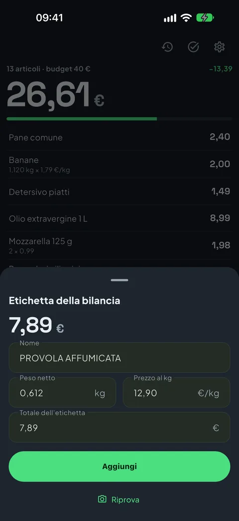 L'etichetta della bilancia
