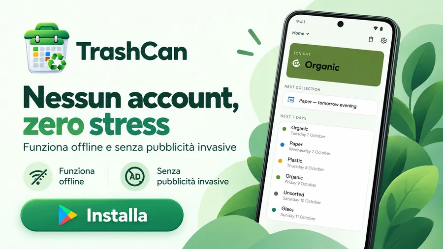 Nessun account: funziona offline e senza pubblicità.