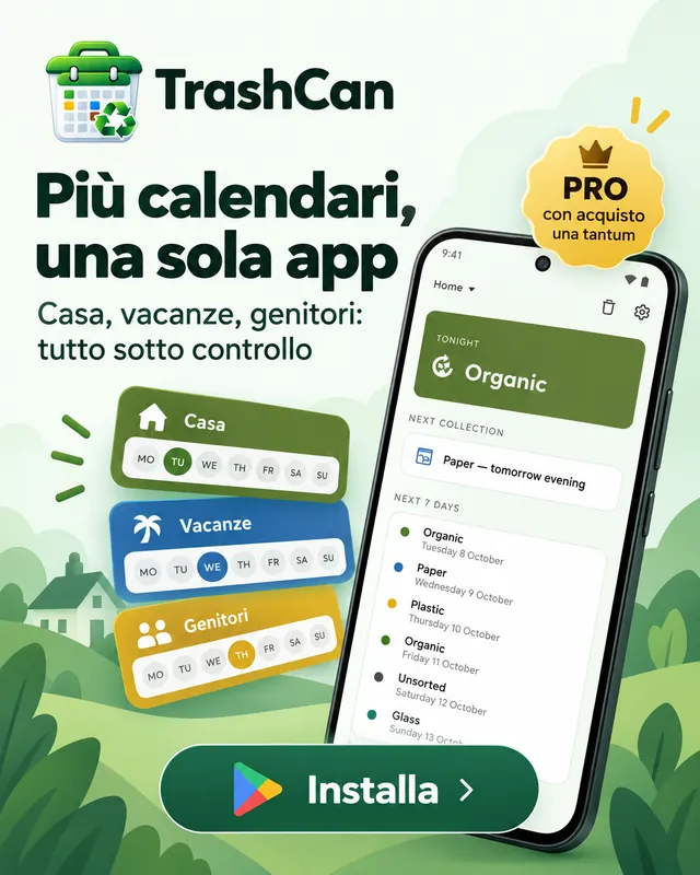 Più calendari in una sola app: casa, vacanze, genitori.
