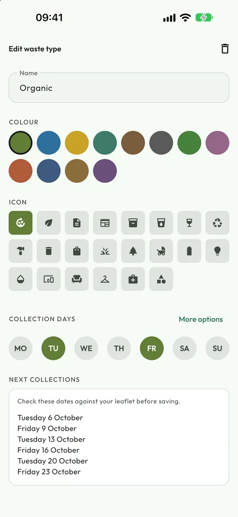 The rule for one waste type